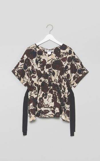 プリントウエストリボンブラウス