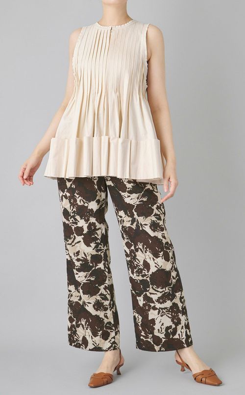 フラワープリントイージーパンツ