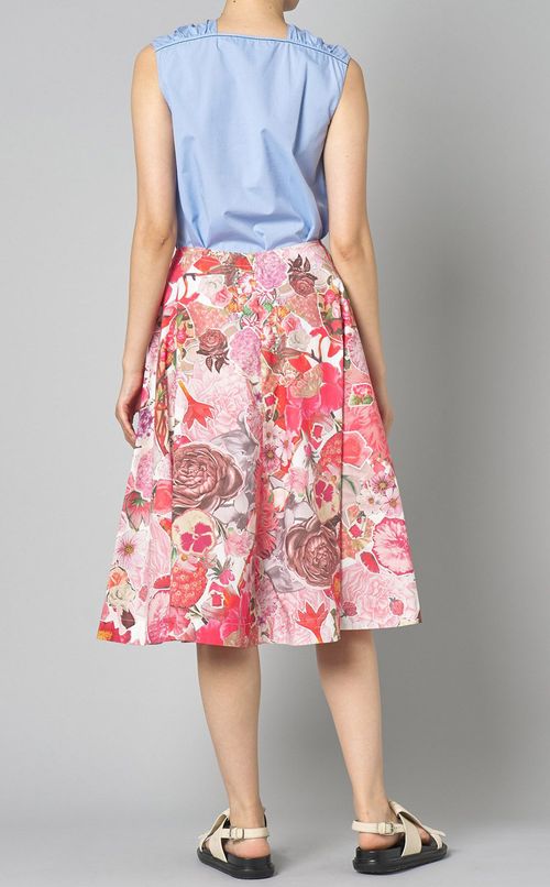 コラージュプリントミディフレアスカー卜