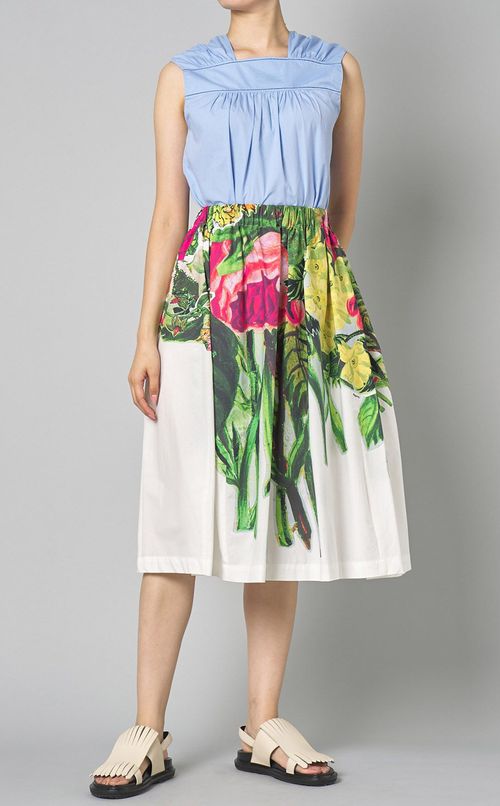 マルチプリントギャザーミディスカート