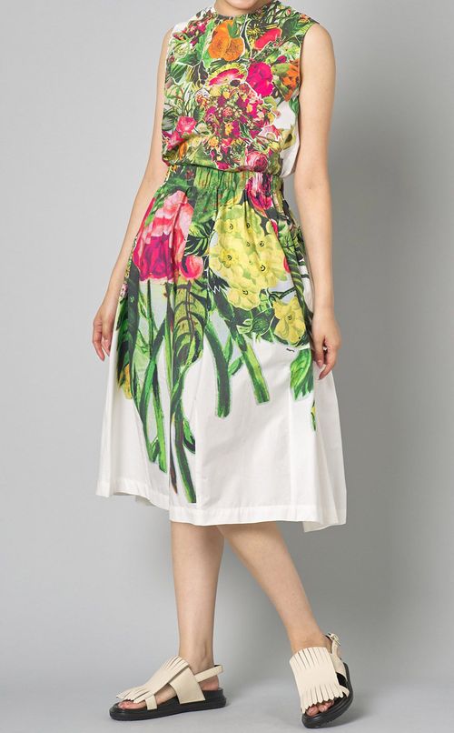 マルチプリントギャザーミディスカート