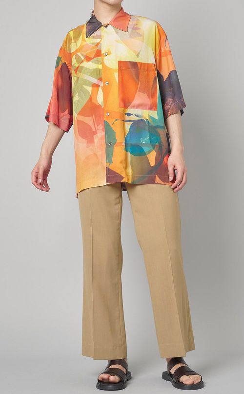 プリントスリットショートスリーブシャツ