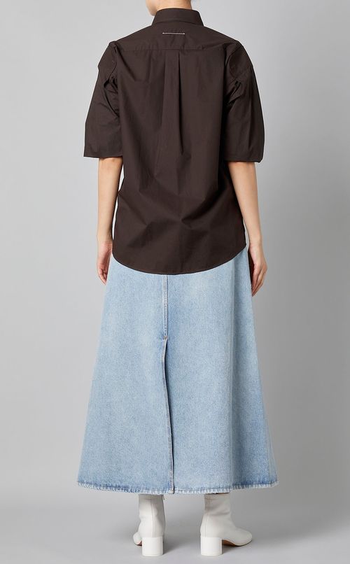 コットンポプリンリバーススリーブシャツ