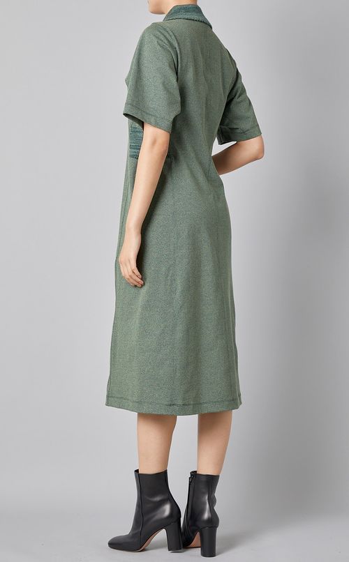 ストレッチウエストリブポロワンピース