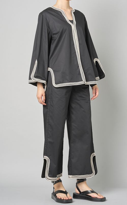 ラインテープコットンスモックブラウス