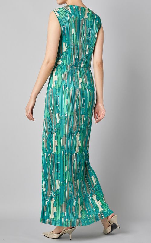 プリントジャージノースリーブドレス