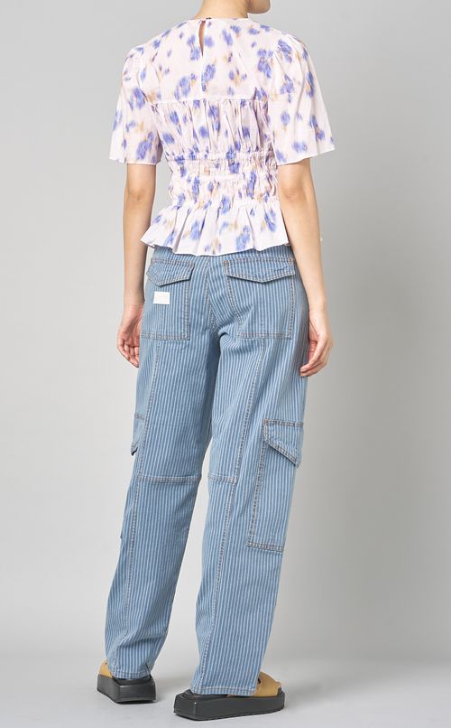 フラワーレオパードギャザーブラウス