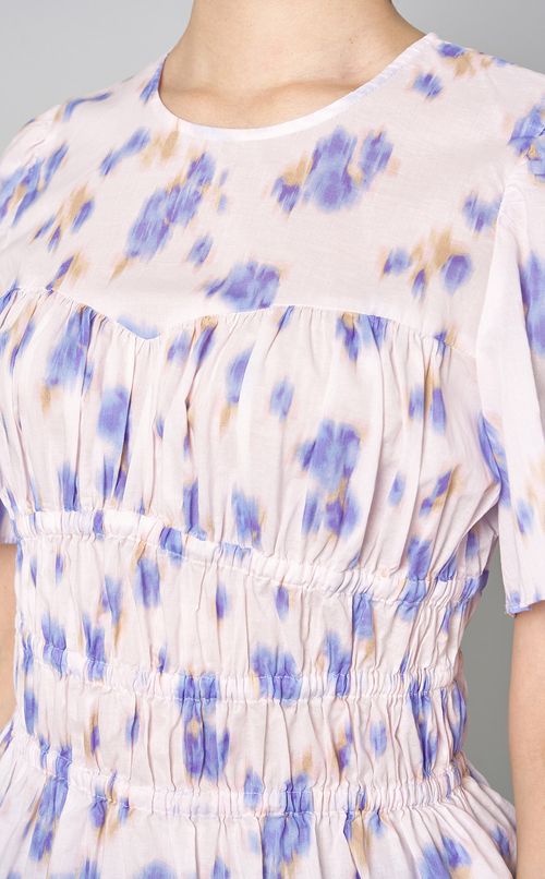 フラワーレオパードギャザーブラウス