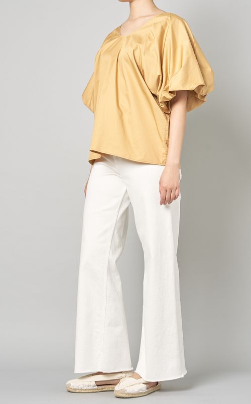 コットンポプリンパフスリーブブラウス