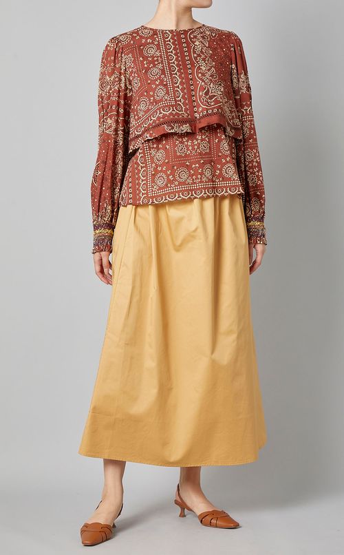 コットンポプリンミディフレアスカート