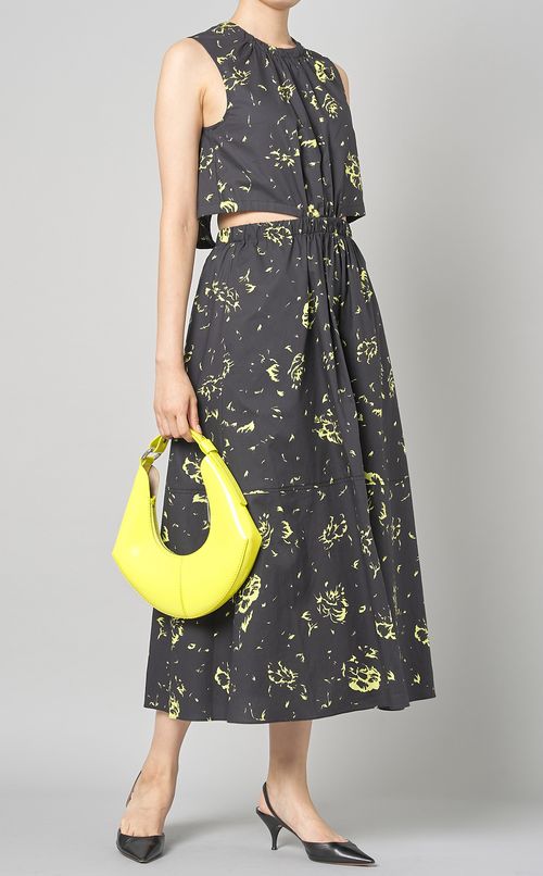 コットンプリントカッ卜アウトワンピース