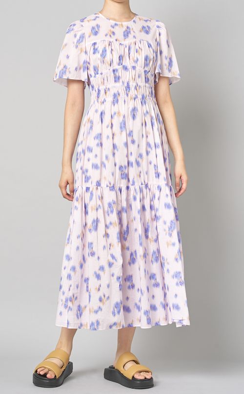 フラワーレオパードティアードドレス