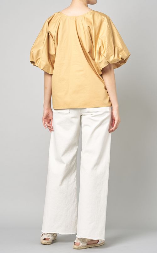 コットンポプリンパフスリーブブラウス