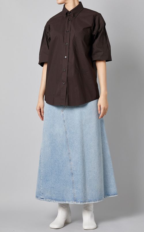 ボタンフライデニムマキシスカート