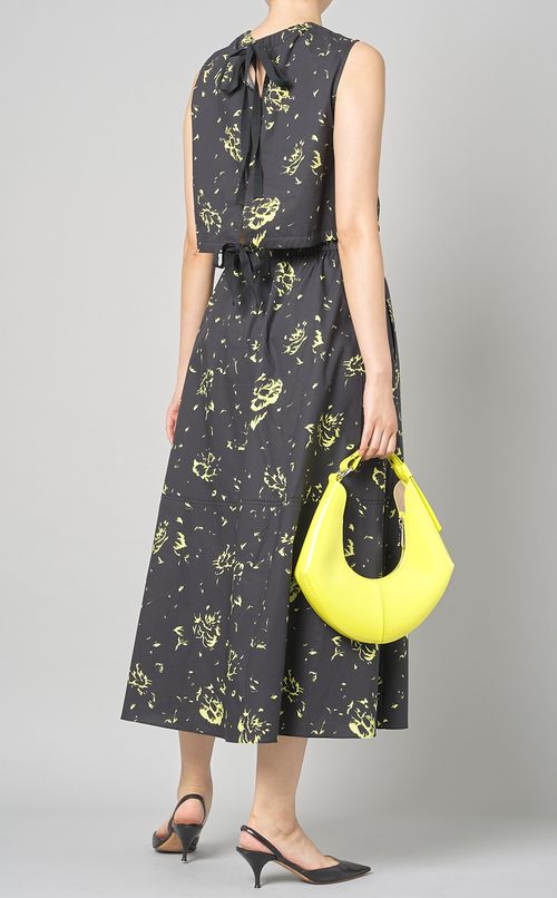 コットンプリントカッ卜アウトワンピース