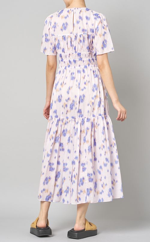 フラワーレオパードティアードドレス