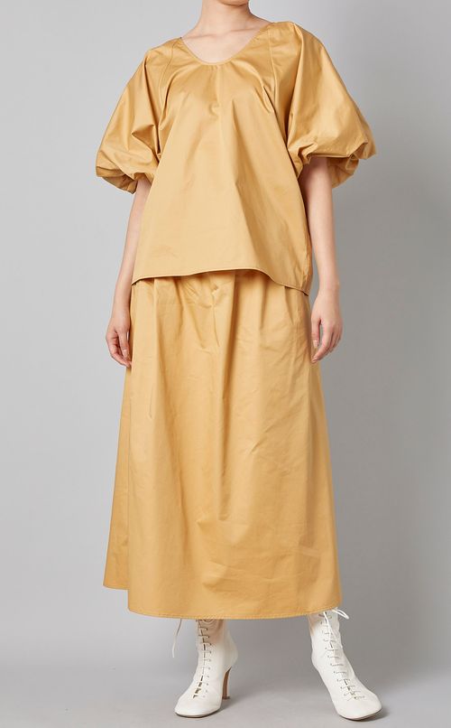 コットンポプリンパフスリーブブラウス