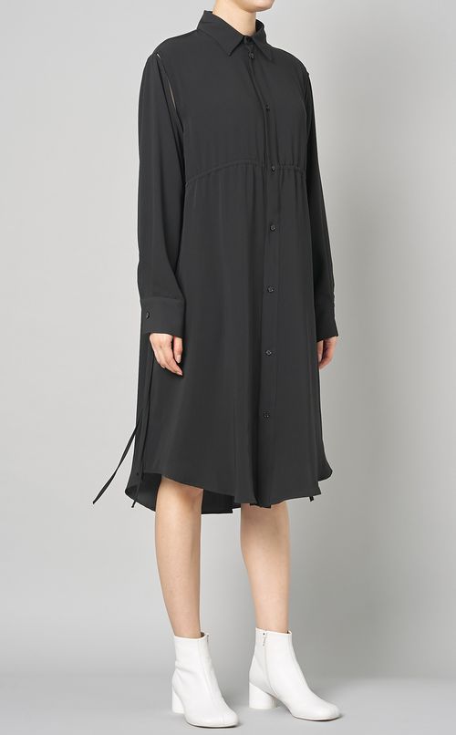 2wayギャザーシャツミディワンピース