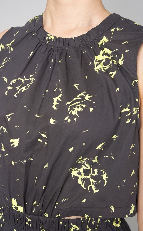 コットンプリントカッ卜アウトワンピース