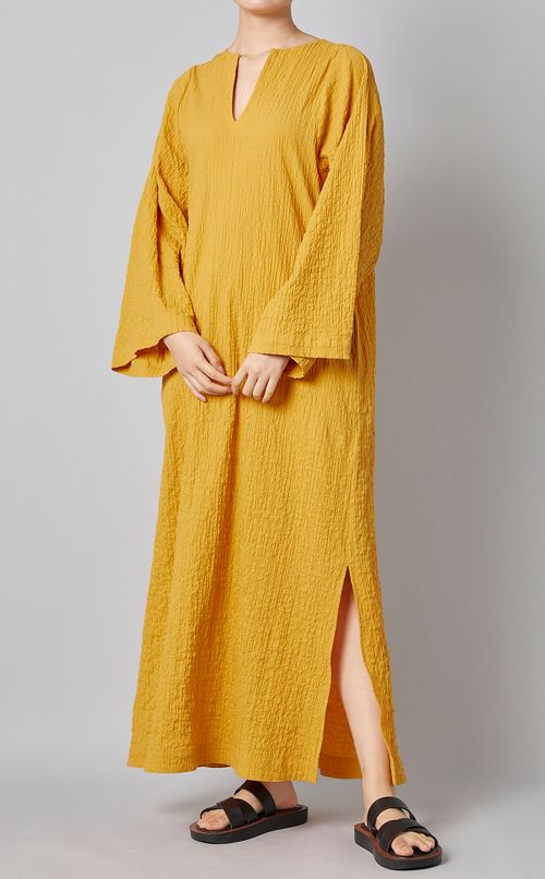 シャーリングコットンロングワンピース