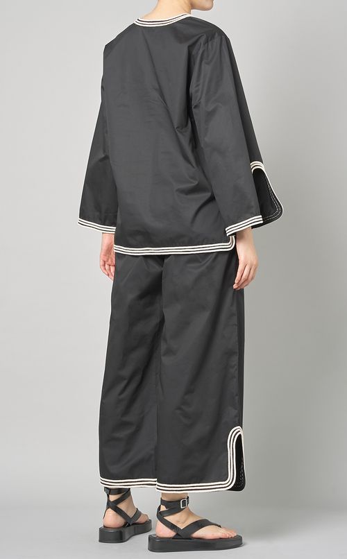 ラインテープコットンクロップドパンツ