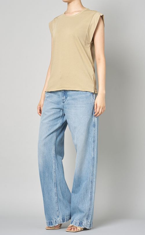 コットンノースリーブジャージトップス