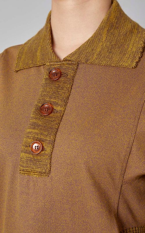 ストレッチウエストリブポロワンピース