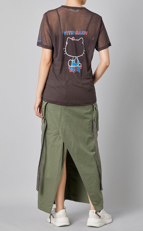 キティプリントシースルーTシャツ