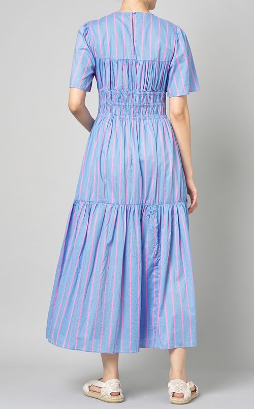 ストライププリントティアードドレス