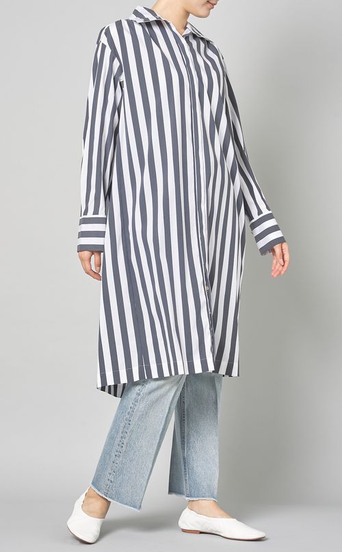 ストライプポプリンシャツワンピース