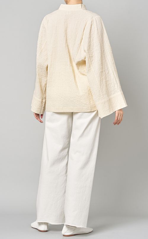 シャーリングコットンスモックブラウス