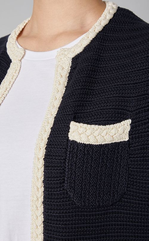 コットンニットバイカラージャケット