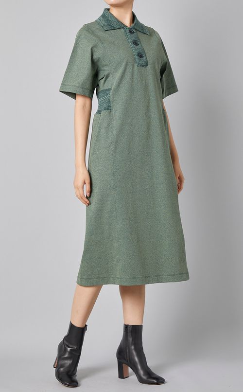 ストレッチウエストリブポロワンピース