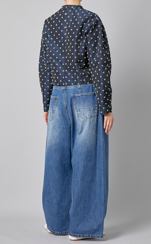 ジャガードノーカラータフタシャツ