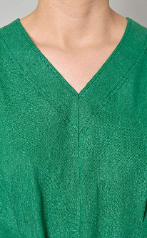 ベルト付リネンワンピース