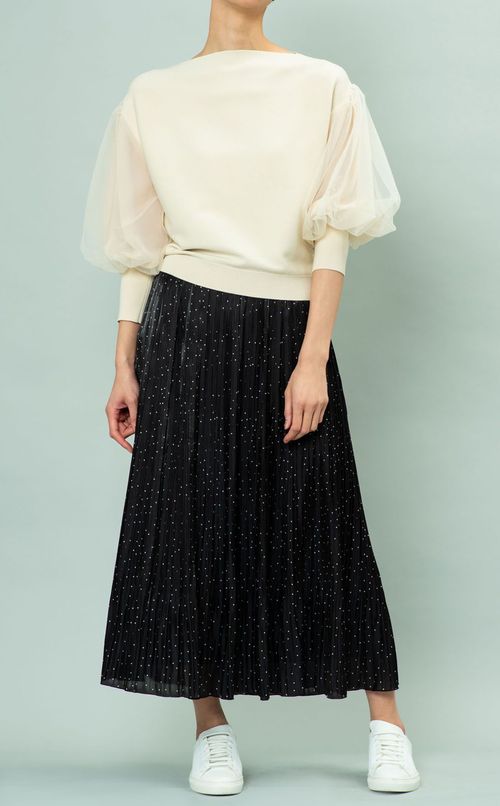 ドットサテンプリーツスカート