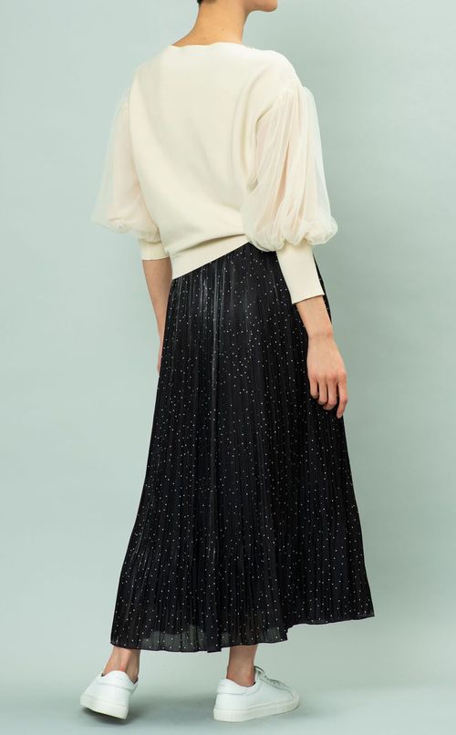 ドットサテンプリーツスカート