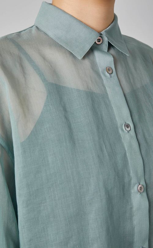 オーガンジーギャザースリーブブラウス