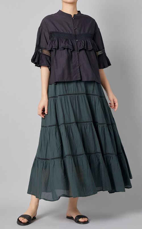 ハシゴレースティアードマキシワンピース