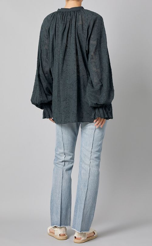 ボタニカルジャガードコットンブラウス