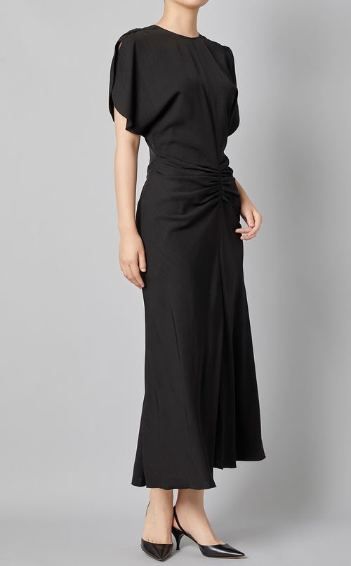 ギャザーウエストミディワンピース