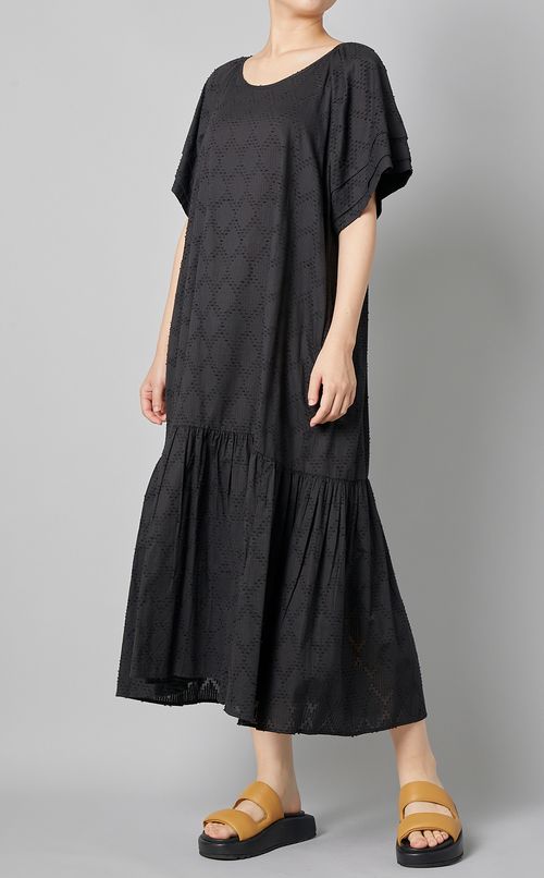 モザイクジャガードタックスリーブドレス