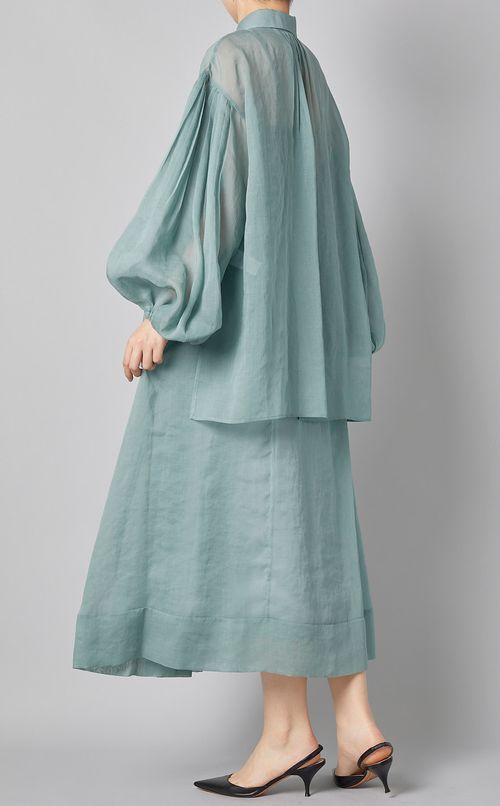 オーガンジーギャザーフレアスカート