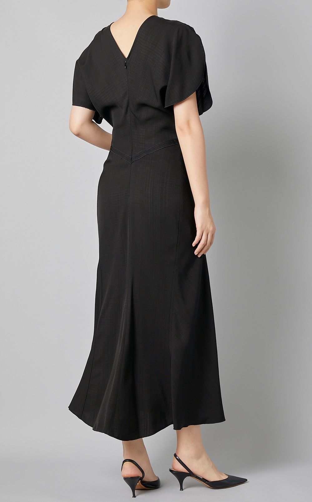 VICTORIA BECKHAM ミディワンピース ツイストフロント 関送無 Victoria Beckham|ギャザーウエストミディワンピース