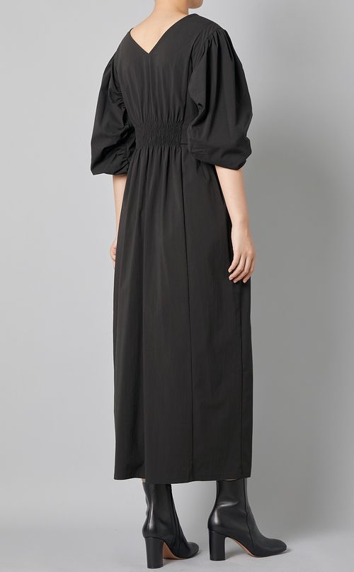 ギャザースリーブボタンベルトワンピース