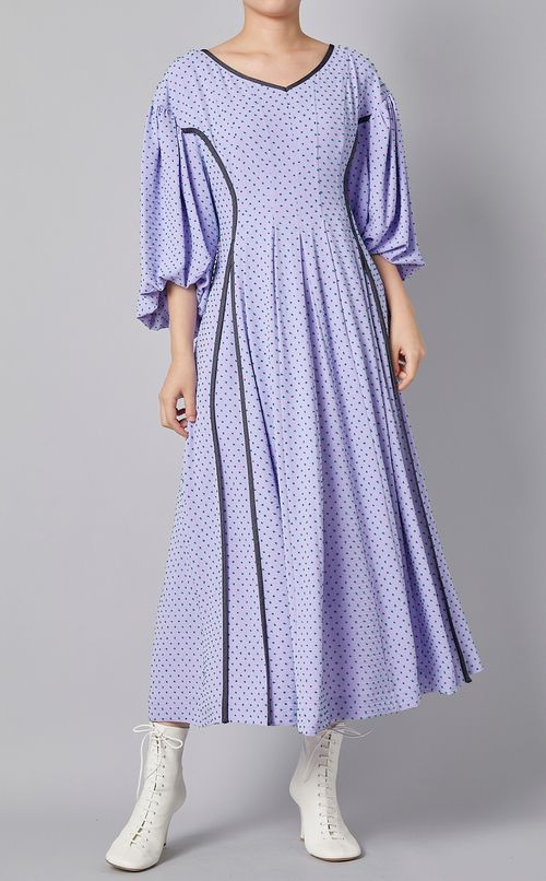 パイピングドットプリントワンピース