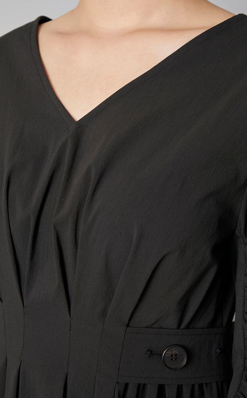 ギャザースリーブボタンベルトワンピース