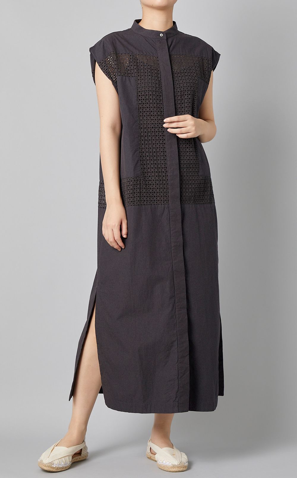 シースルーレースコットンロングドレス