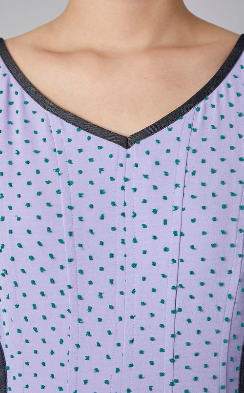 パイピングドットプリントワンピース