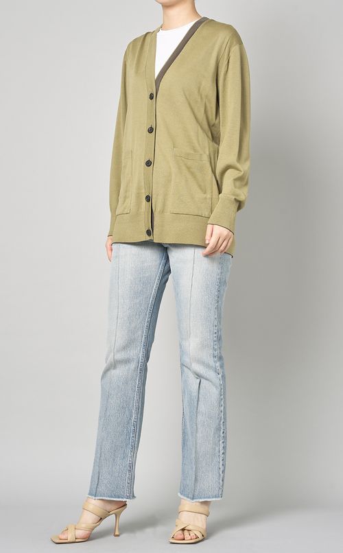 Vネックバイカラーカーディガン